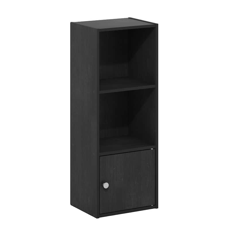 Furinno Luder 3-Tier Shelf Bookcase with 1 Door Storage Cabinet