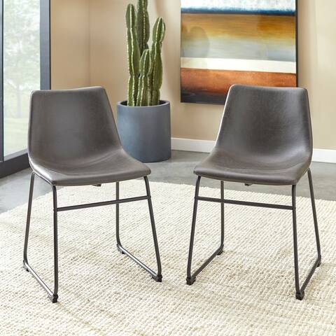 George PU Leather Dining Chair Set of 2 - N/A