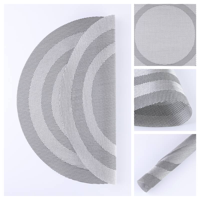 Set of 6 PVC Round Placemats for Kitchen Dining Table Decor Heat Resistant Table Placemats Wipeable Table Mat - 15*15in