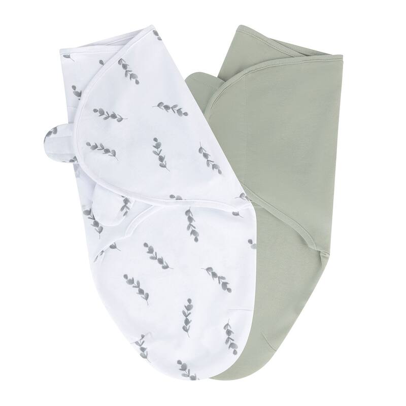 Ely's & Co. Baby Adjustable Swaddle Blanket - 2 Pack - infants from 0 - 3 Months (7 - 14 lbs.) - Eucalyptus/Sage