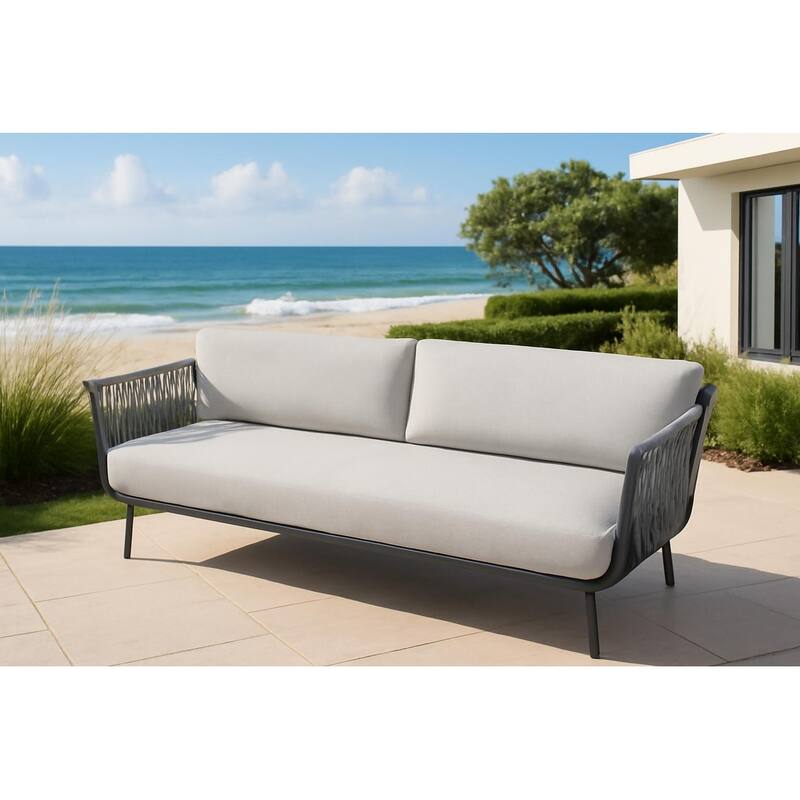 Milano Outdoor Aluminum 3-Seat Sofa with Sunbrella® Cushions
