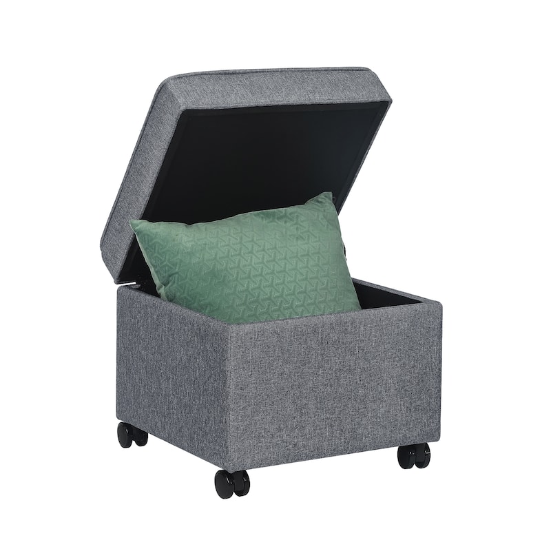 Adeco Square Storage Ottoman 17 inch Footstool