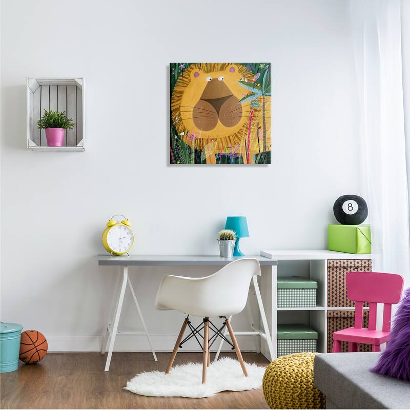 Stupell Tiger in Tropical Jungle Kids' Safari Animal Canvas Wall Art - Yellow