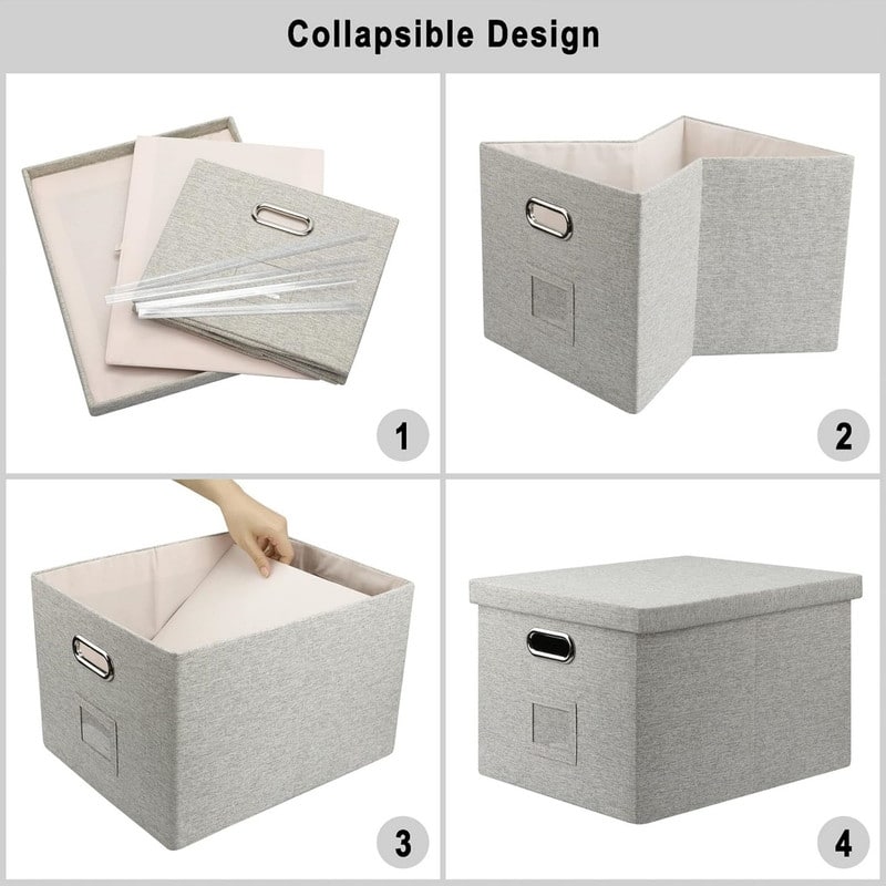 File Organizer Box Beige 4 Pack