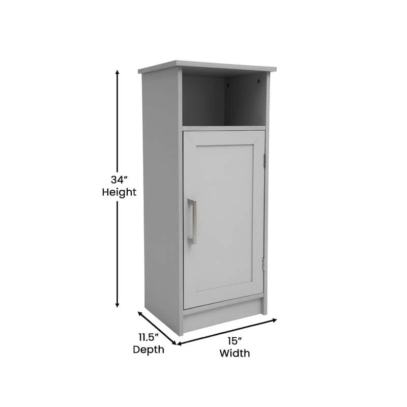 Floor Cabinet Storage Organizer with Magnetic Closure Door and Shelves