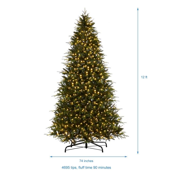 Traditional Artificial Christmas Tree with Lights, Prelit Christmas Tree, Pine Fir Christmas Tree with LED Lights