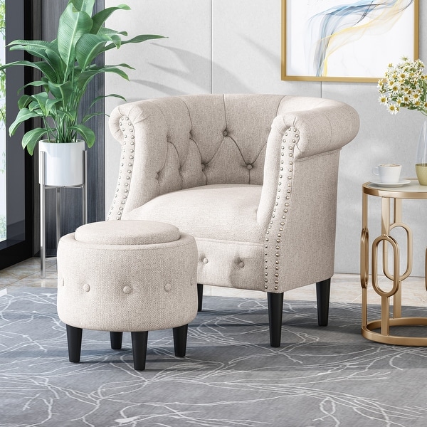 Tufted chair and ottoman set store
