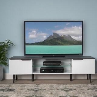Rowan Mid-Century Modern Two-Toned TV Stand with Glass Shelf by Christopher Knight Home