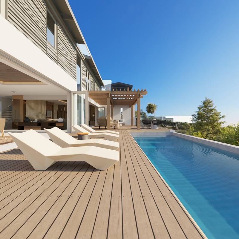 Outdoor Pool Lounger Chair Ergonomic S-Curve Recliner