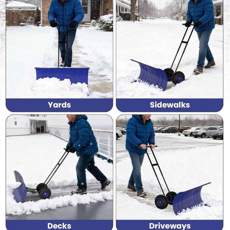 Heavy Duty Double Rod 29-Inch Steel Snow Shovel Plow for Driveways, Sidewalks, Yards