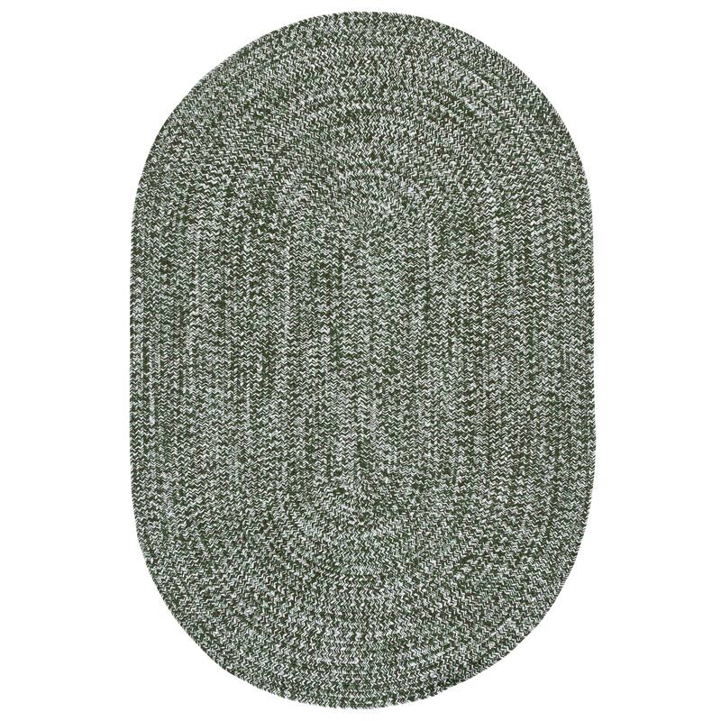 SAFAVIEH Handmade Braided Marloes Washable Indoor/Outdoor Rug - Weather Resistant & Easy Cleaning - Dark Green - 6' x 8' Oval