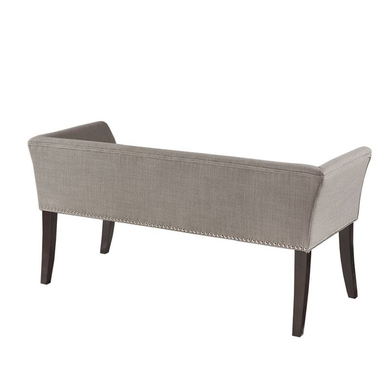 Roomfitters 49.5-Inch Upholstered Accent Bench, Morocco Wood Finish with Silver Nailhead Trim