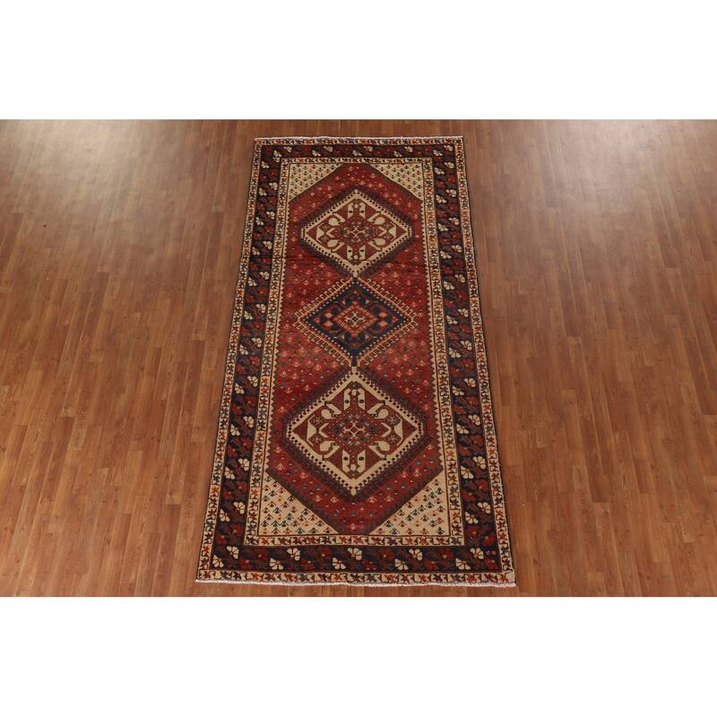 Traditional Bakhtiari Persian Vintage Area Rug Handmade Wool Carpet - 4'11"x 10'1"