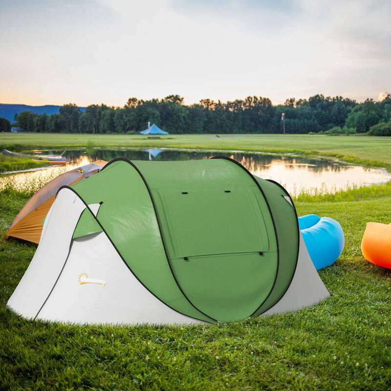 Outdoor Pop Up Tent, Instant Camping Tent with Porch and Carry Bag