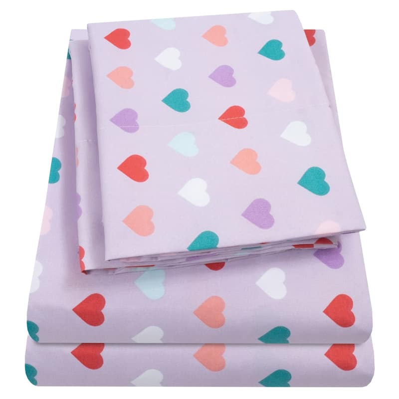Hearts Sheet Set by Sweet Home Collection - Multi - TWIN - 3 Piece