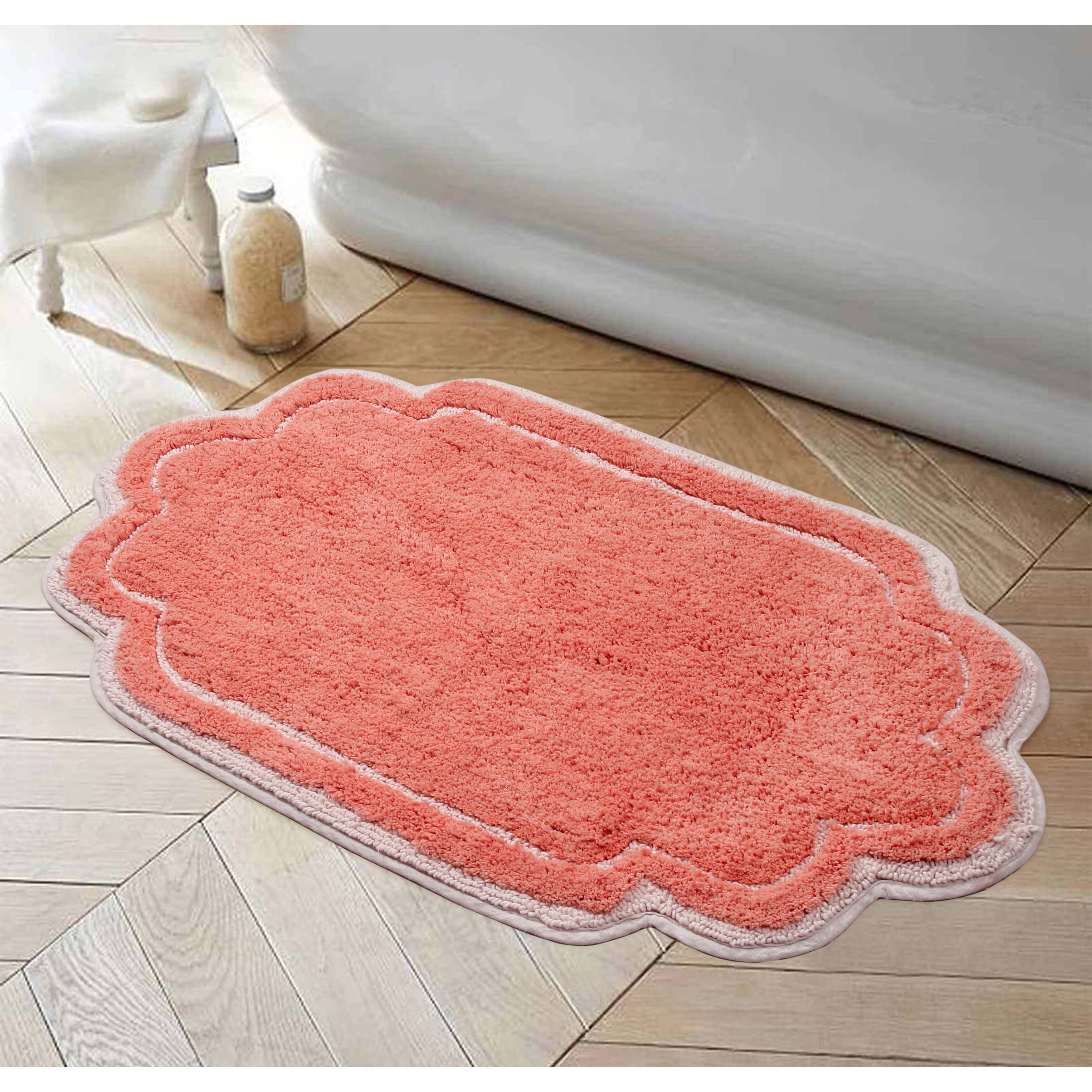 Coral colored bath store rugs