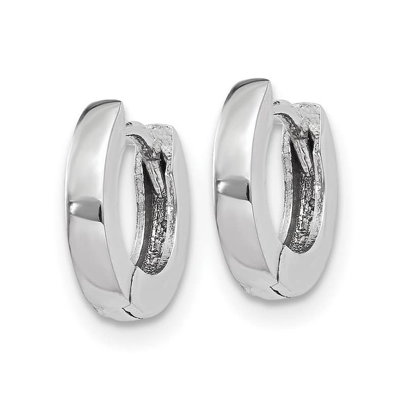 Curata 10k White Gold Polished Round Hinged Hoop Earrings - 6x2mm
