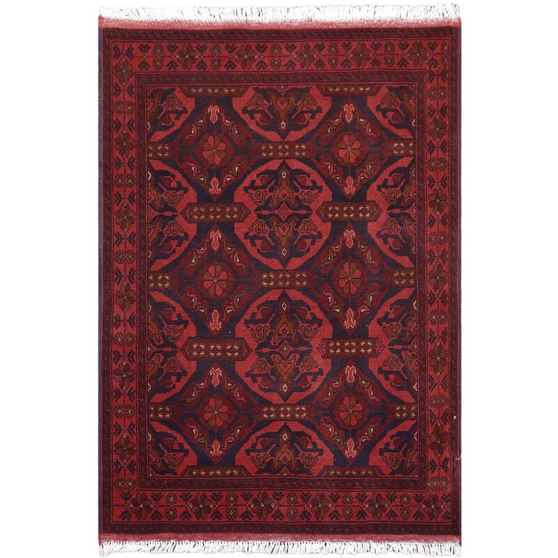 Rustic Biljik Khal Mohammadi Lorelai Red/Blue Rug - 3'6'' x 4'10''
