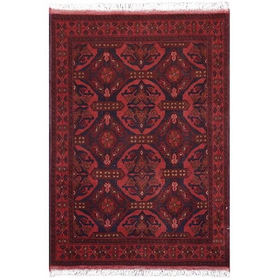 Rustic Biljik Khal Mohammadi Lorelai Red/Blue Rug - 3'6'' x 4'10''