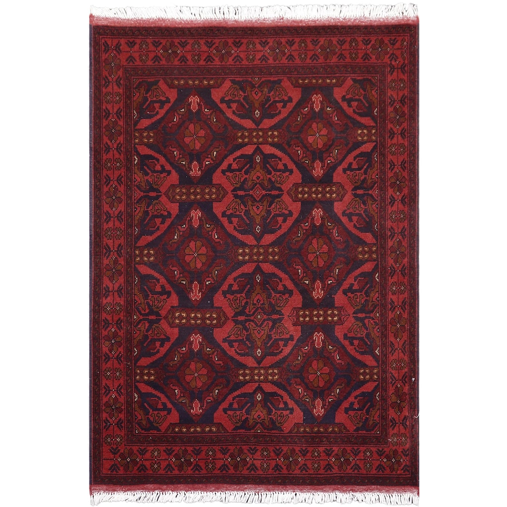 Rustic Biljik Khal Mohammadi Lorelai Red/Blue Rug - 3'6'' x 4'10''