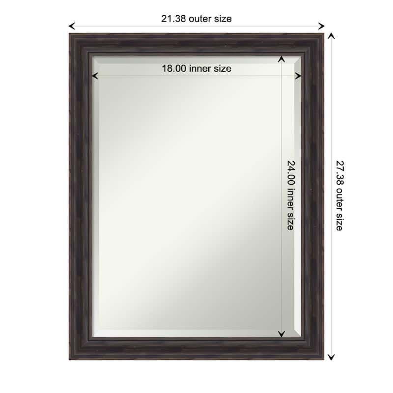 Beveled Wood Wall Mirror - Rustic Pine Frame