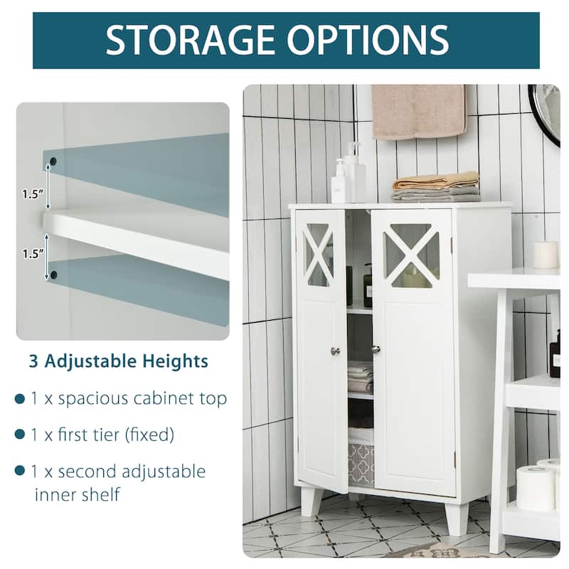 Costway Bathroom Cabinet Wooden Storage Cabinet Free Standing w/