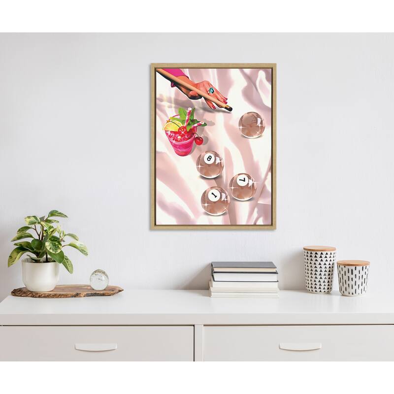 Kate and Laurel Sylvie Game Night Billiards Framed Canvas by Honey Island Studio