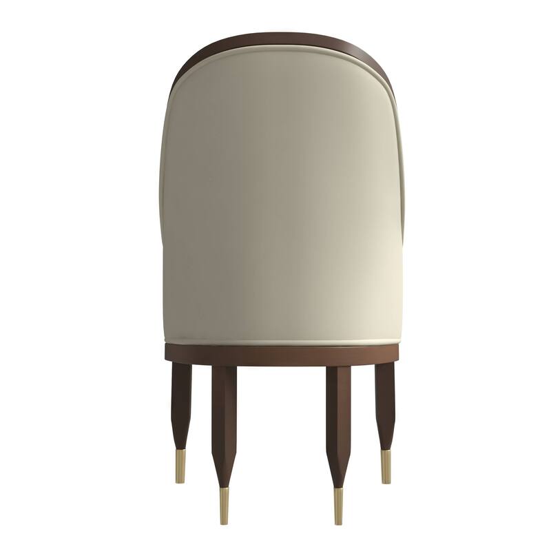 Belle Upholstered Leather Dining Chair Rubberwood Legs with Gold Caps Set of 2