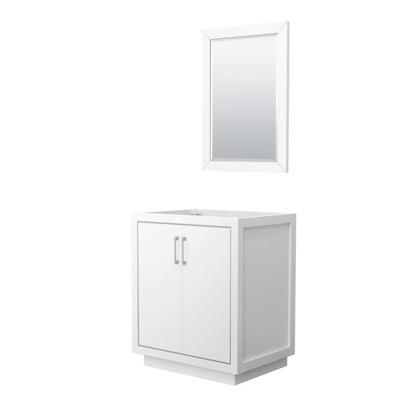 Icon Single Bathroom Vanity Cabinet, 24-Inch Mirror - White, Brushed Nickel Trim, No Top