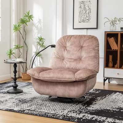 Velvet Swivel Recliner Chair, Living Room Chair with Phone Holder, Modern Rocker Reclining, Upholstered Glider Recliner Chairs