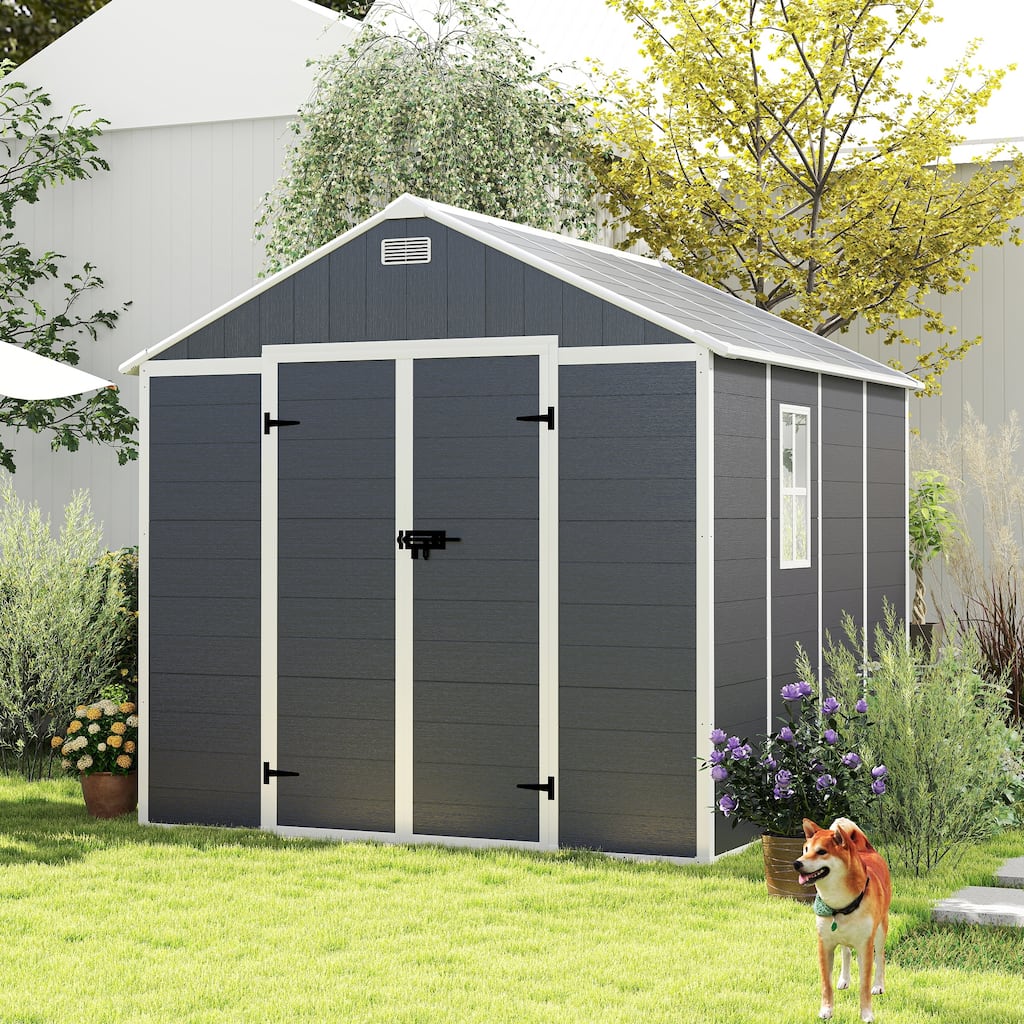 8*8FT/6*6FT/4*8FT/8*7FT Outdoor High Quality PP Material Waterproof Storage Shed with Window and Door