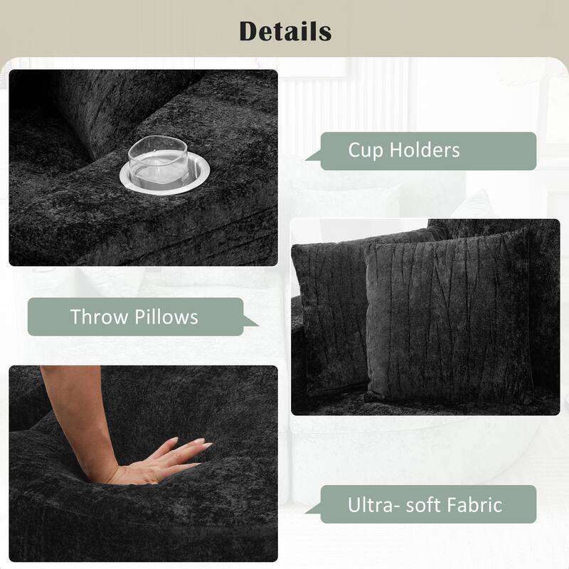 Ultra-Plush Dual-Chaise Sofa Bed with Cup Holders by Harper&Bright Designs