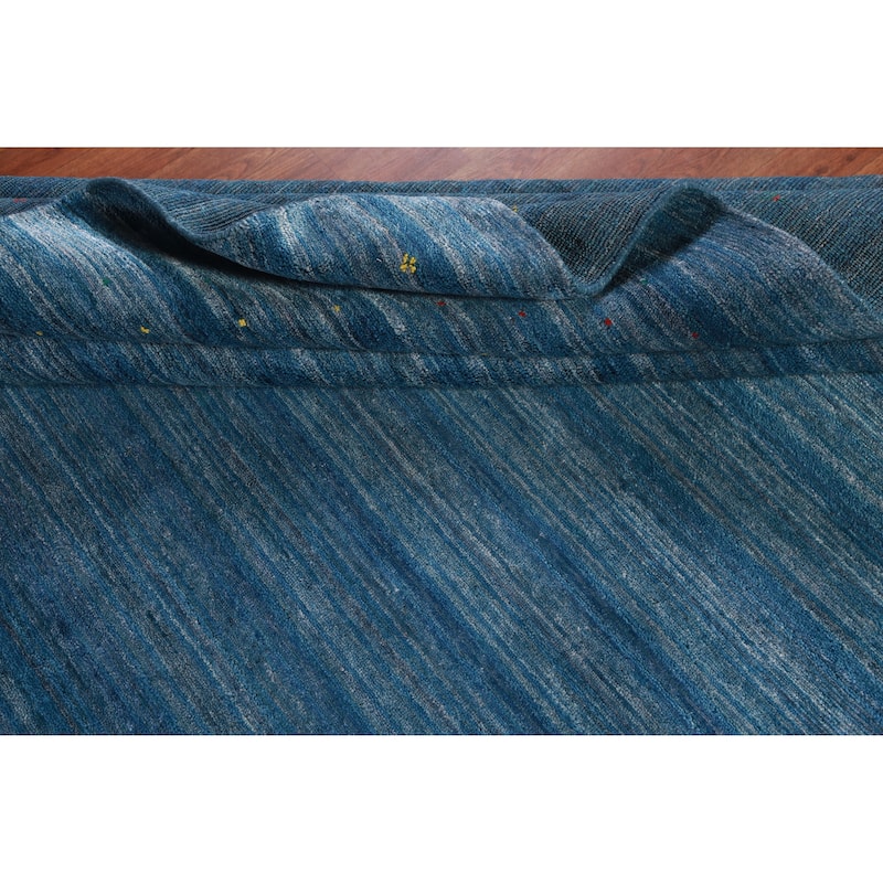 Hand Knotted Oriental 100% Wool Carpet Tribal Tribal Navy Blue & Blues Gabbeh Area Rug - 9' 10'' X 7' 10''