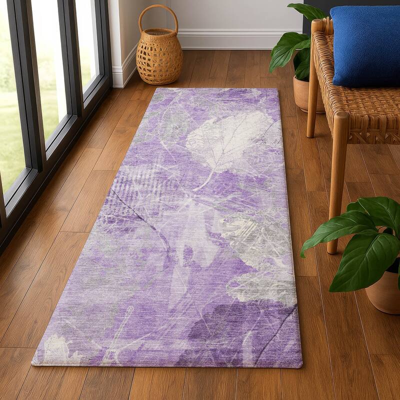 Premium Washable Super Soft Floral Imprints Mayfield Rug - Lavender - 2'3" x 7'6"