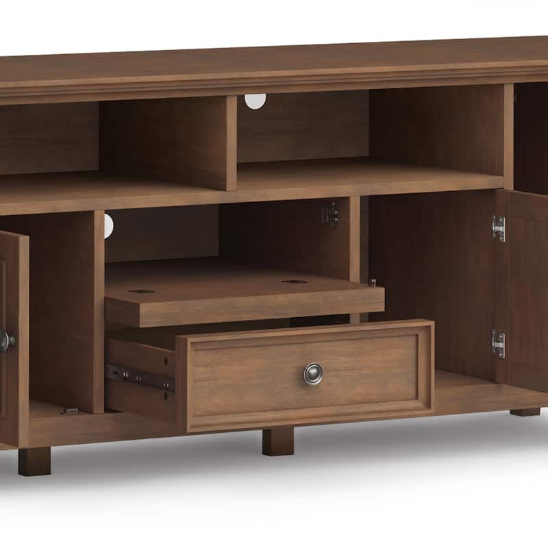 WYNDENHALL Halifax 72 inch Wide Solid Wood Transitional TV Stand - 72"w x 19"d x 26" h