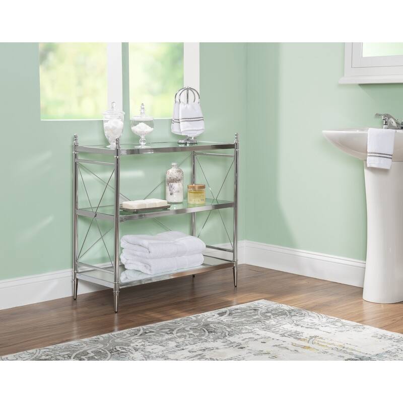 Walker Chrome and Glass Storage Console