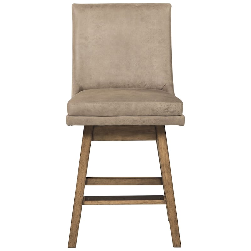 39 Inch Leatherette Padded Swivel Barstool, Set of 2, Beige