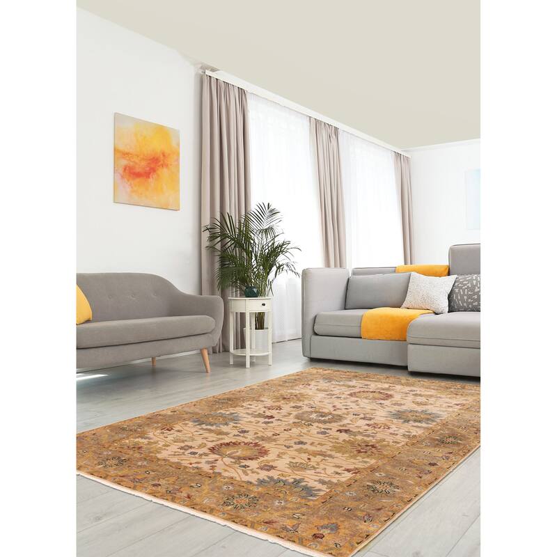 ECARPETGALLERY Hand-knotted Jules Serapi Ivory Wool Rug - 5'11 x 8'11