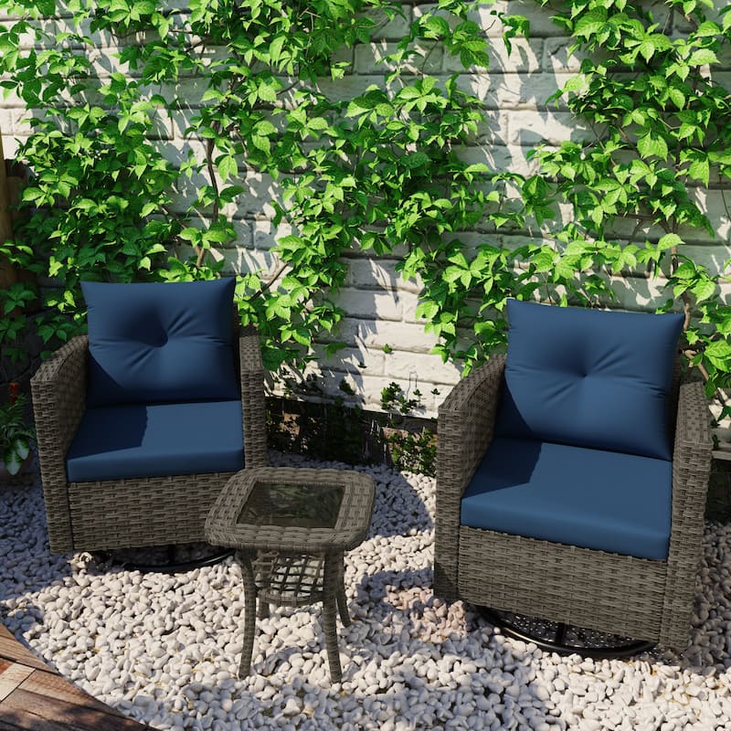 3 Pieces Outdoor Swivel Patio Furniture Set