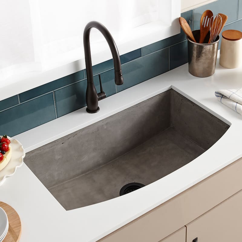 Farmhouse Quartet 33-inch NativeStone Curved Kitchen Sink - 33" x 20.5" x 10.25"