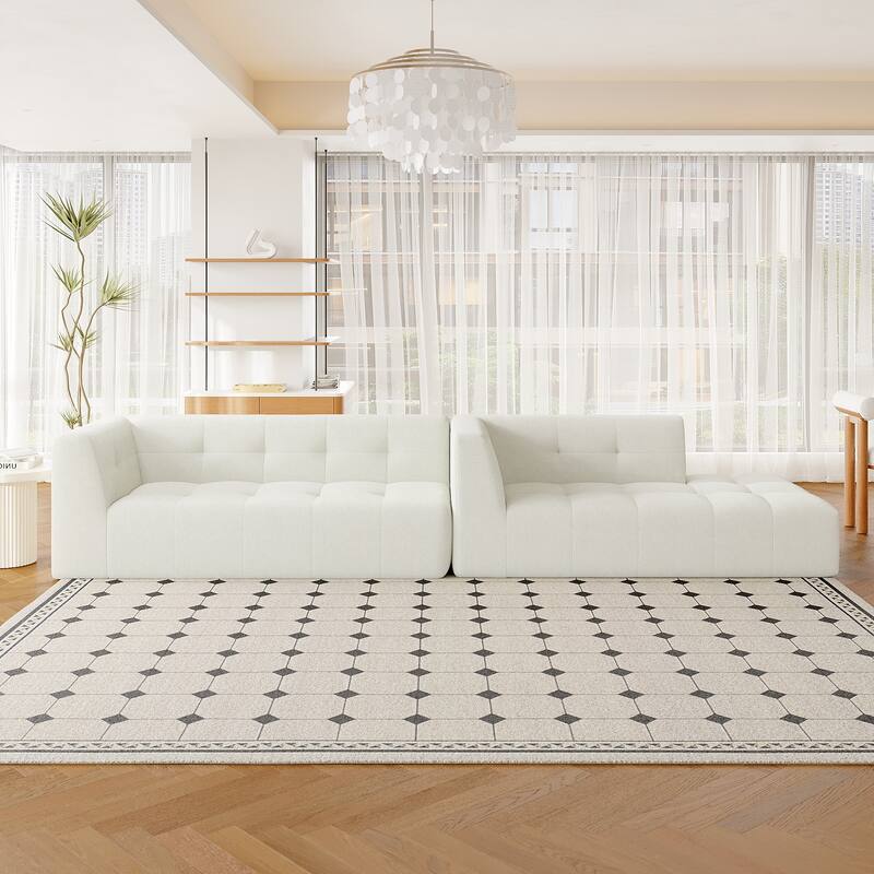 Modern Modular Combination Living Room Sofa Set with Compact Compression and Upholstered Sofa Bed for Studios or Apartments