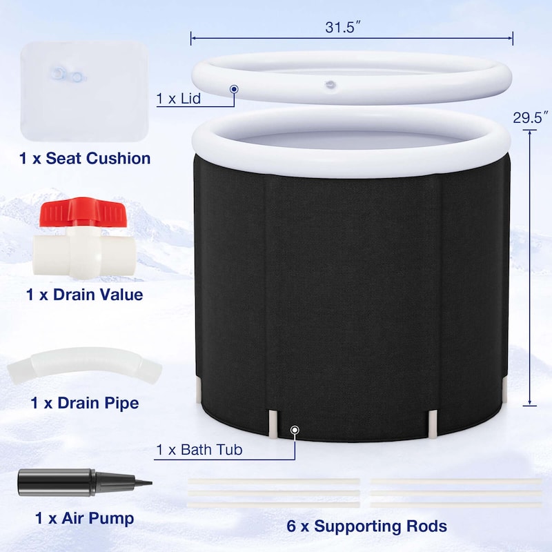 Goplus Ice Bath Tub for Adult Outdoor Ice Plunge Tub with Lid 66 Gal - See Details