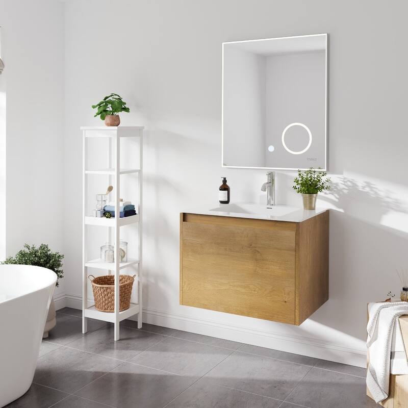 Madeira 24" Oak Bath Vanity with Acrylic Top & Integrated Sink