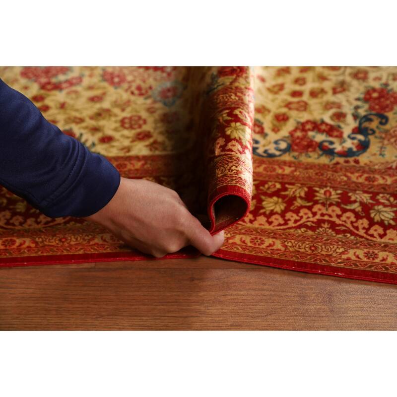 Gold Qum Persian Accent Rug Traditional Handmade Floral Silk Carpet - 3'3"x 5'0"