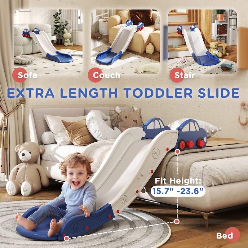 Extra Long Yellow Kids Slide for Sofa and Bed with Safe Buffer Design for Toddlers 18 to 48 Months