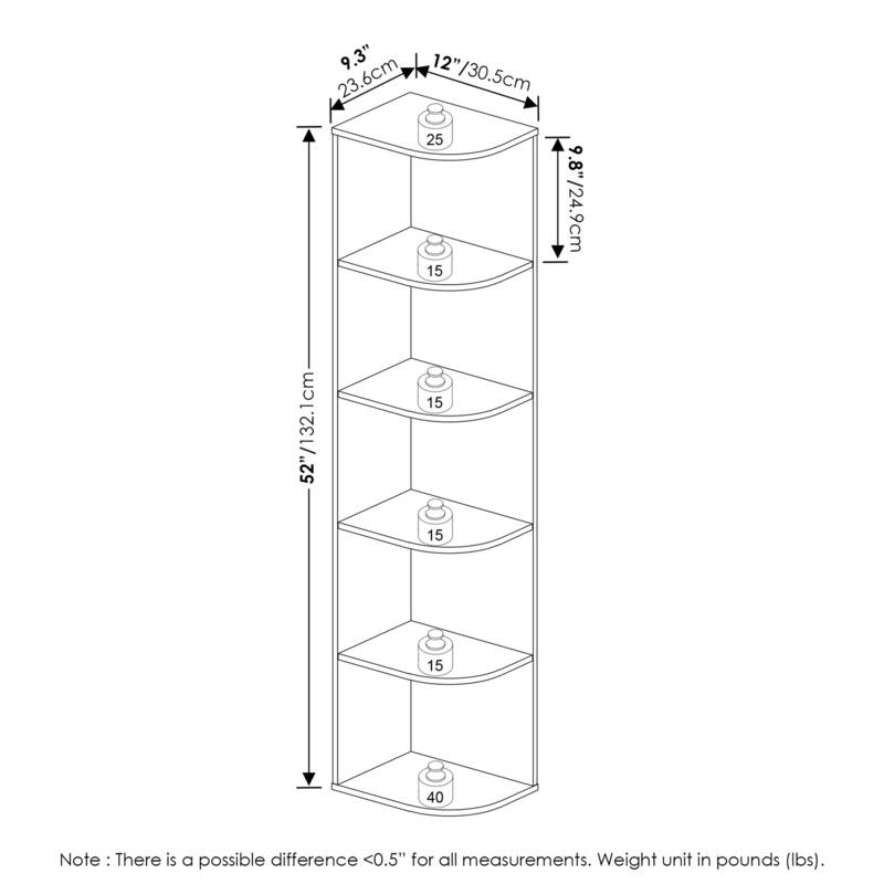 51.73 in. Tall Blackwood Wood 5-Shelf Bookcase