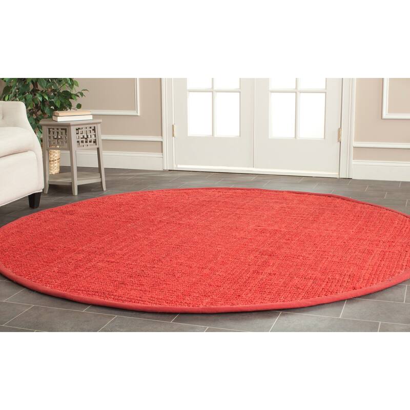 SAFAVIEH Handmade Natural Fiber Bariaa Jute Rug - 7' Round - Red
