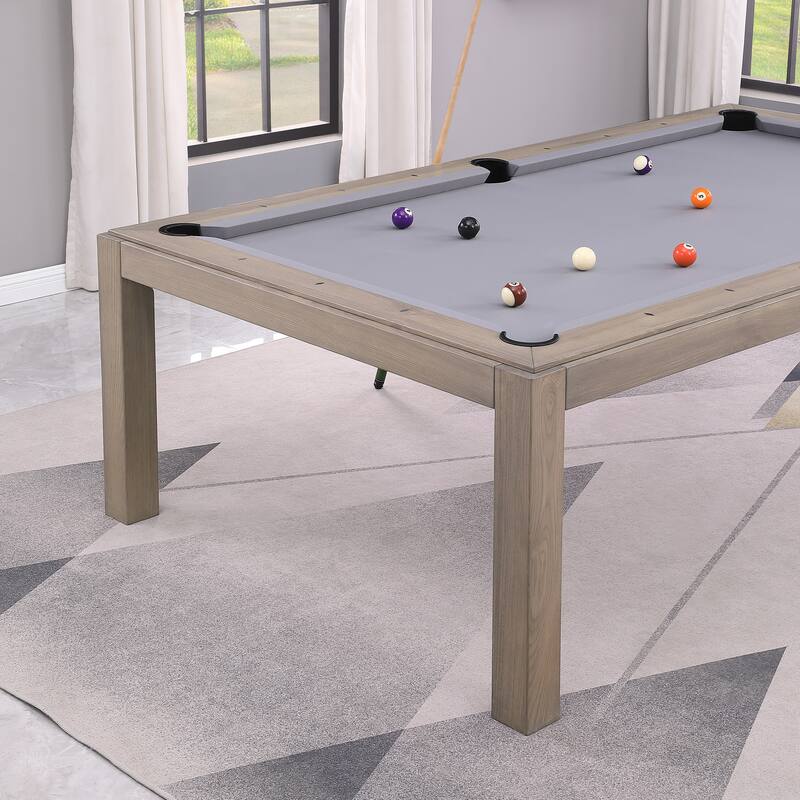 Olivia GreyWash Ash 8ft Billiard Slate Pool Table with dining top
