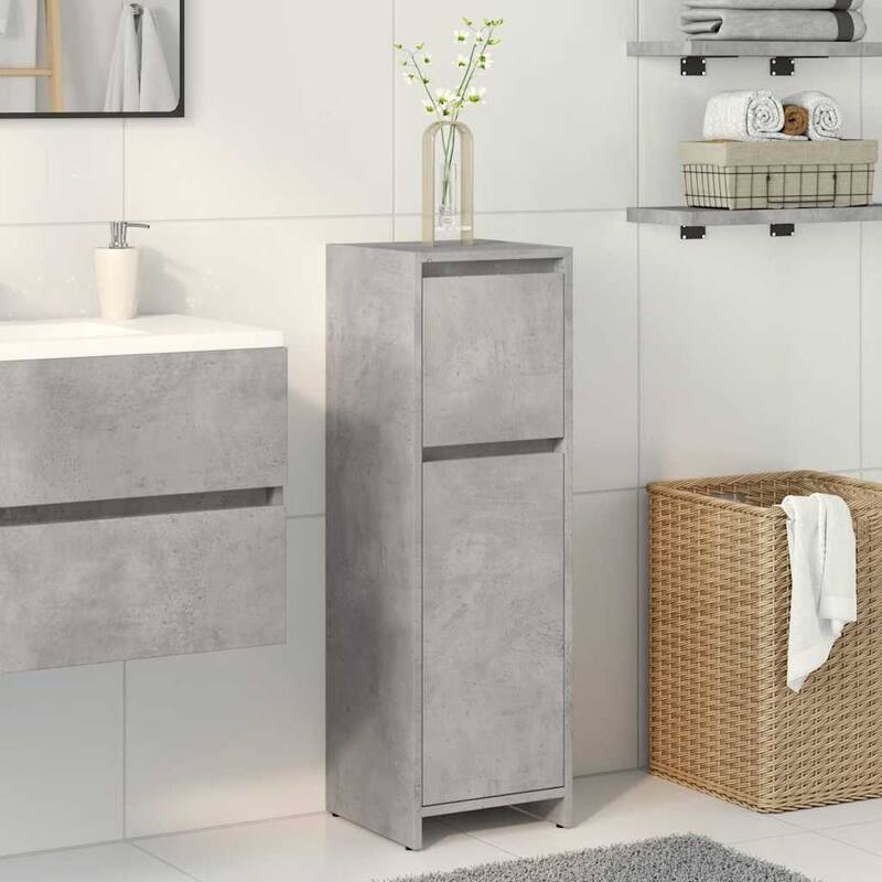 vidaXL Bathroom Cabinet Concrete Grey Engineered Wood Small - 11.8 x 11.8 x 37.4 in