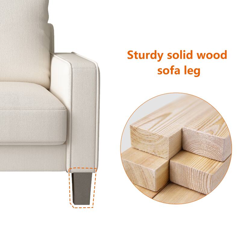 Modern 75" Upholstered 3-Seater Loveseat Sofa, Living Room Fabric Furniture Couch for 3, Solid Wood Frame Easy Assembly